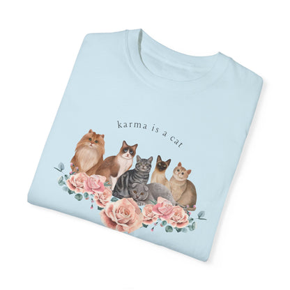 the karma is a cat grannycore comfort colors t-shirt