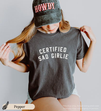 certified sad girlie comfort colors boxy tee, empathy shirt, gift for enneagram 4, best friend gift