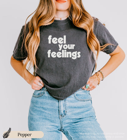 feel your feelings comfort colors boxy tee, empathy shirt, gift for infj enneagram 4