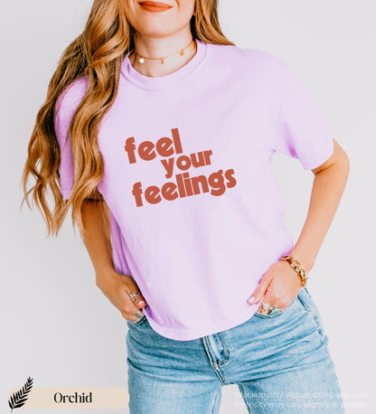 feel your feelings comfort colors boxy tee, empathy shirt, gift for infj enneagram 4