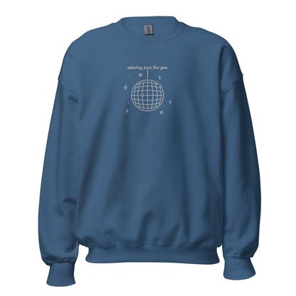 the shining just for you disco ball embroidered crewneck sweatshirt