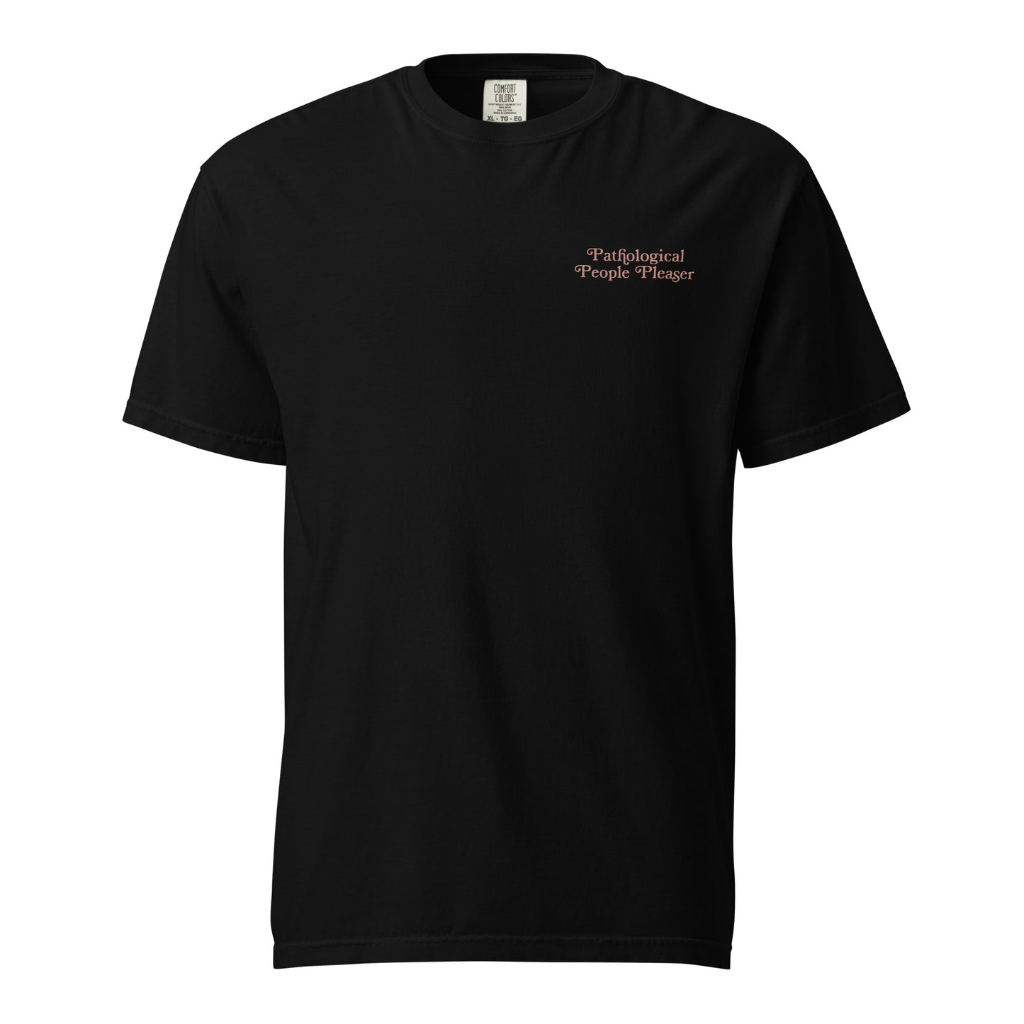 the pathological people pleaser pocket embroidered comfort colors t-shirt