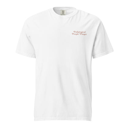 the pathological people pleaser pocket embroidered comfort colors t-shirt