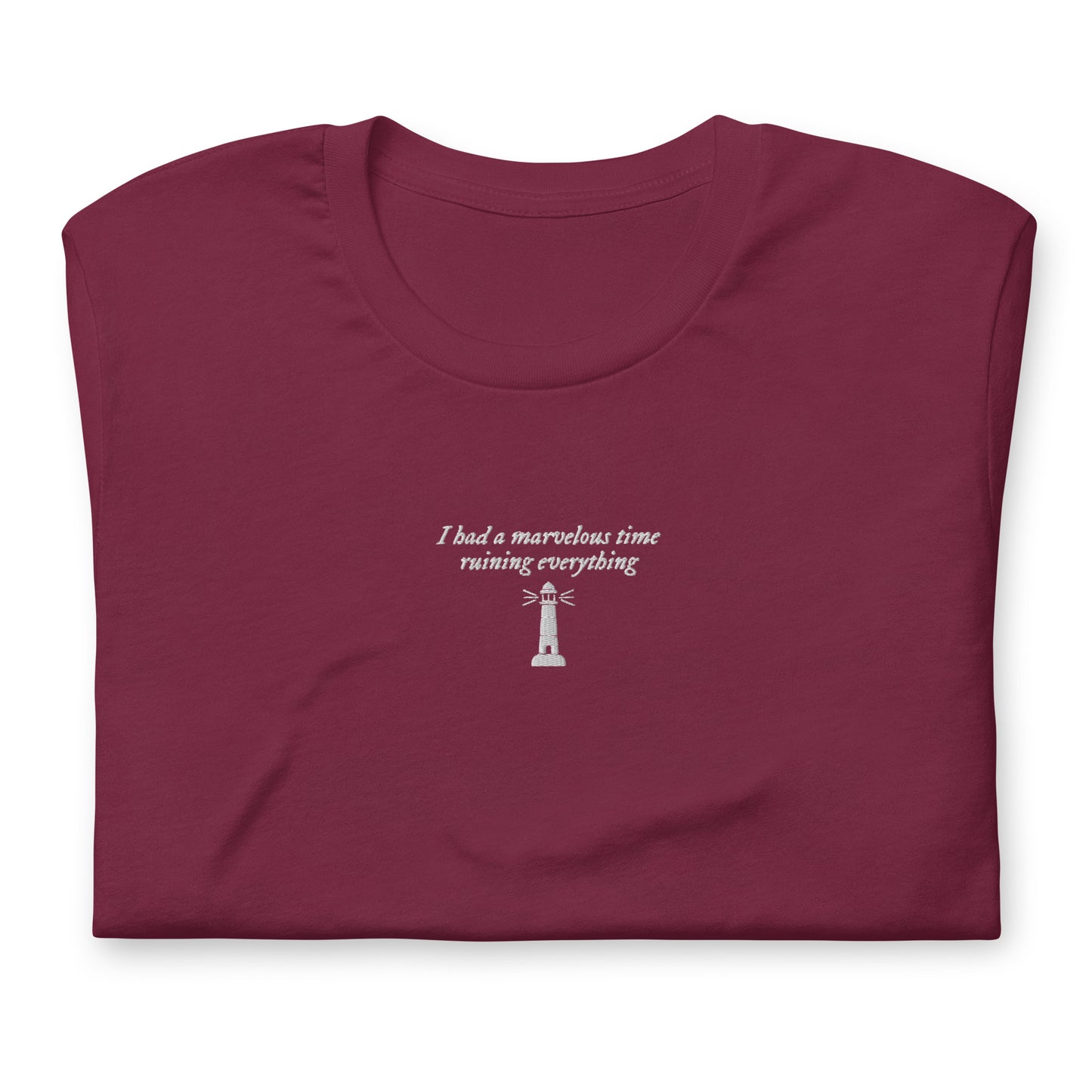 the marvelous time lighthouse embroidered bella + canvas t-shirt
